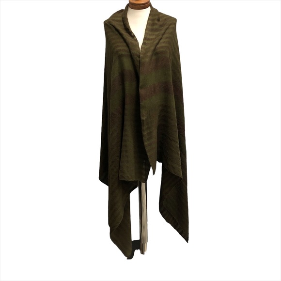 Lightweight Blanket Scarf, olive green/brown, 36”X 80” - Picture 4 of 5